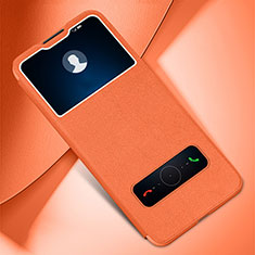 Huawei Enjoy 10 Plus用手帳型 レザーケース スタンド カバー L01 ファーウェイ オレンジ