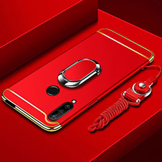 Huawei Enjoy 10 Plus用ケース 高級感 手触り良い メタル兼プラスチック バンパー アンド指輪 A01 ファーウェイ レッド