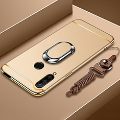 Huawei Enjoy 10 Plus用ケース 高級感 手触り良い メタル兼プラスチック バンパー アンド指輪 A01 ファーウェイ ゴールド