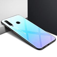 Huawei Enjoy 10 Plus用ハイブリットバンパーケース プラスチック 鏡面 虹 グラデーション 勾配色 カバー ファーウェイ ブルー