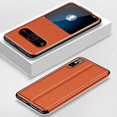 Huawei Enjoy 10e用手帳型 レザーケース スタンド カバー ファーウェイ オレンジ