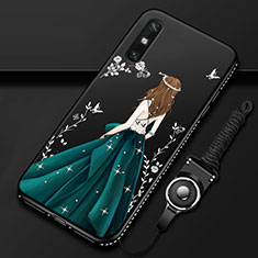 Huawei Enjoy 10e用シリコンケース ソフトタッチラバー バタフライ ドレスガール ドレス少女 カバー ファーウェイ グリーン