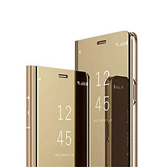 Huawei Enjoy 10S用手帳型 レザーケース スタンド 鏡面 カバー L03 ファーウェイ ゴールド