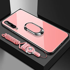 Huawei Enjoy 10S用ハイブリットバンパーケース プラスチック 鏡面 カバー アンド指輪 マグネット式 ファーウェイ ピンク
