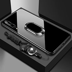 Huawei Enjoy 10S用ハイブリットバンパーケース プラスチック 鏡面 カバー アンド指輪 マグネット式 ファーウェイ ブラック
