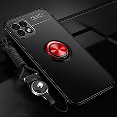 Huawei Enjoy 20 5G用極薄ソフトケース シリコンケース 耐衝撃 全面保護 アンド指輪 マグネット式 バンパー ファーウェイ レッド・ブラック