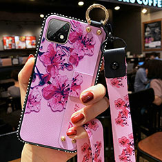 Huawei Enjoy 20 5G用シリコンケース ソフトタッチラバー 花 カバー ファーウェイ ラベンダー