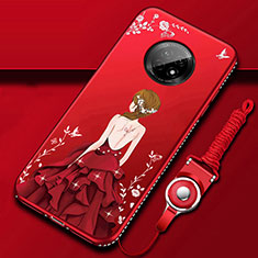 Huawei Enjoy 20 Plus 5G用シリコンケース ソフトタッチラバー バタフライ ドレスガール ドレス少女 カバー ファーウェイ レッド