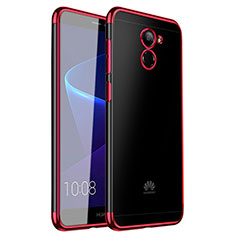 Huawei Enjoy 7 Plus用極薄ソフトケース シリコンケース 耐衝撃 全面保護 クリア透明 H01 ファーウェイ レッド