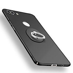 Huawei Enjoy 8 Plus用ハードケース プラスチック 質感もマット アンド指輪 A01 ファーウェイ ブラック