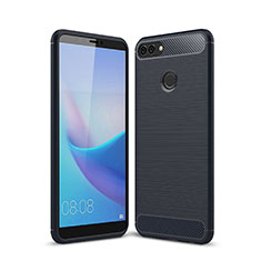 Huawei Enjoy 8 Plus用シリコンケース ソフトタッチラバー ライン カバー ファーウェイ ネイビー