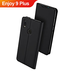 Huawei Enjoy 9 Plus用手帳型 レザーケース スタンド カバー ファーウェイ ブラック