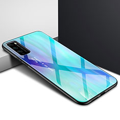 Huawei Enjoy Z 5G用ハイブリットバンパーケース プラスチック 鏡面 虹 グラデーション 勾配色 カバー ファーウェイ シアン