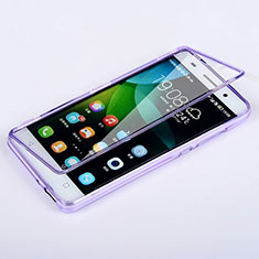 Huawei G Play Mini用ソフトケース フルカバー クリア透明 ファーウェイ パープル