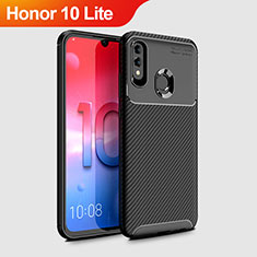 Huawei Honor 10 Lite用シリコンケース ソフトタッチラバー ツイル カバー ファーウェイ ブラック