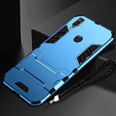 Huawei Honor 10 Lite用ハイブリットバンパーケース スタンド プラスチック 兼シリコーン カバー ファーウェイ ブルー