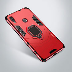 Huawei Honor 10 Lite用ハイブリットバンパーケース スタンド プラスチック 兼シリコーン カバー A01 ファーウェイ レッド