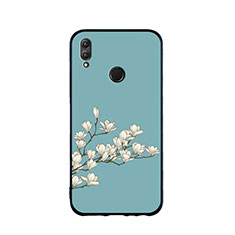 Huawei Honor 10 Lite用ハイブリットバンパーケース プラスチック 鏡面 花 S02 ファーウェイ シアン