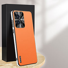 Huawei Honor 100 5G用ケース 高級感 手触り良いレザー柄 AT1 ファーウェイ オレンジ