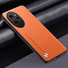 Huawei Honor 100 Pro 5G用ケース 高級感 手触り良いレザー柄 S02 ファーウェイ オレンジ