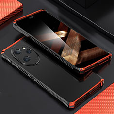 Huawei Honor 100 Pro 5G用360度 フルカバー ケース 高級感 手触り良い アルミメタル 製の金属製 ファーウェイ レッド・ブラック