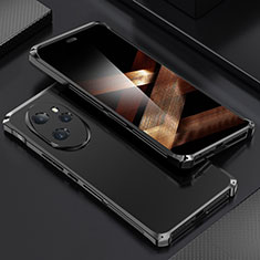 Huawei Honor 100 Pro 5G用360度 フルカバー ケース 高級感 手触り良い アルミメタル 製の金属製 ファーウェイ ブラック