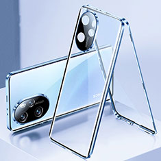 Huawei Honor 100 Pro 5G用ケース 高級感 手触り良い アルミメタル 製の金属製 360度 フルカバーバンパー 鏡面 カバー ファーウェイ ネイビー