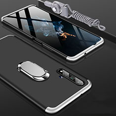 Huawei Honor 20用ハードケース プラスチック 質感もマット 前面と背面 360度 フルカバー アンド指輪 ファーウェイ シルバー・ブラック