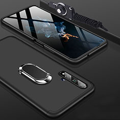 Huawei Honor 20用ハードケース プラスチック 質感もマット 前面と背面 360度 フルカバー アンド指輪 ファーウェイ ブラック