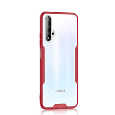 Huawei Honor 20用ハイブリットバンパーケース クリア透明 プラスチック 鏡面 カバー H01 ファーウェイ レッド