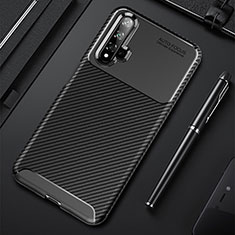 Huawei Honor 20用シリコンケース ソフトタッチラバー ツイル カバー Y02 ファーウェイ ブラック
