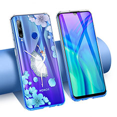 Huawei Honor 20 Lite用極薄ソフトケース シリコンケース 耐衝撃 全面保護 クリア透明 花 T02 ファーウェイ ホワイト