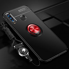 Huawei Honor 20 Lite用極薄ソフトケース シリコンケース 耐衝撃 全面保護 アンド指輪 マグネット式 バンパー T05 ファーウェイ レッド・ブラック
