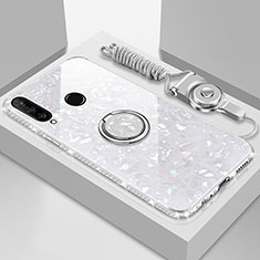 Huawei Honor 20 Lite用ハイブリットバンパーケース プラスチック 鏡面 カバー アンド指輪 マグネット式 T01 ファーウェイ ホワイト