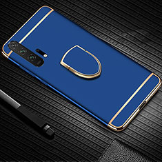 Huawei Honor 20 Pro用ケース 高級感 手触り良い メタル兼プラスチック バンパー アンド指輪 T01 ファーウェイ ネイビー