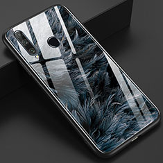 Huawei Honor 20E用ハイブリットバンパーケース プラスチック パターン 鏡面 カバー K04 ファーウェイ ブラック