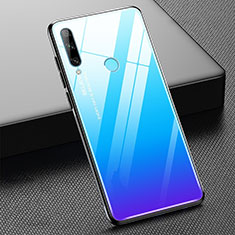 Huawei Honor 20E用ハイブリットバンパーケース プラスチック 鏡面 虹 グラデーション 勾配色 カバー H02 ファーウェイ ブルー