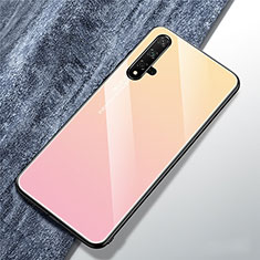 Huawei Honor 20S用ハイブリットバンパーケース プラスチック 鏡面 虹 グラデーション 勾配色 カバー ファーウェイ ピンク