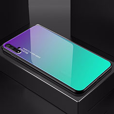Huawei Honor 20S用ハイブリットバンパーケース プラスチック 鏡面 虹 グラデーション 勾配色 カバー H01 ファーウェイ ブルー