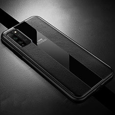 Huawei Honor 30 Lite 5G用シリコンケース ソフトタッチラバー レザー柄 カバー H02 ファーウェイ ブラック