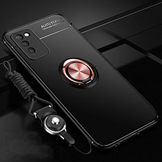 Huawei Honor 30 Lite 5G用極薄ソフトケース シリコンケース 耐衝撃 全面保護 アンド指輪 マグネット式 バンパー T02 ファーウェイ ゴールド・ブラック