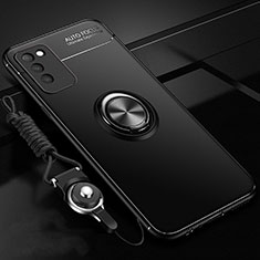 Huawei Honor 30 Lite 5G用極薄ソフトケース シリコンケース 耐衝撃 全面保護 アンド指輪 マグネット式 バンパー T02 ファーウェイ ブラック