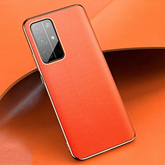 Huawei Honor 30S用ケース 高級感 手触り良いレザー柄 ファーウェイ オレンジ