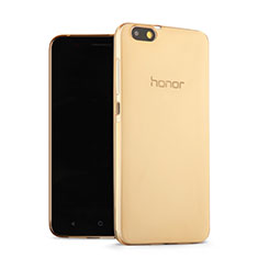 Huawei Honor 4X用極薄ソフトケース シリコンケース 耐衝撃 全面保護 クリア透明 ファーウェイ ゴールド