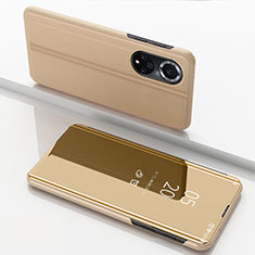 Huawei Honor 50 5G用手帳型 レザーケース スタンド 鏡面 カバー ファーウェイ ゴールド