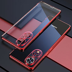 Huawei Honor 50 5G用極薄ソフトケース シリコンケース 耐衝撃 全面保護 クリア透明 H01 ファーウェイ レッド