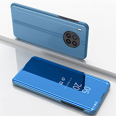 Huawei Honor 50 Lite用手帳型 レザーケース スタンド 鏡面 カバー ファーウェイ ネイビー