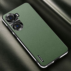 Huawei Honor 60 5G用ケース 高級感 手触り良いレザー柄 AT2 ファーウェイ グリーン