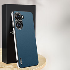 Huawei Honor 60 5G用ケース 高級感 手触り良いレザー柄 AT1 ファーウェイ ネイビー