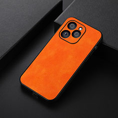 Huawei Honor 60 SE 5G用ケース 高級感 手触り良いレザー柄 B06H ファーウェイ オレンジ